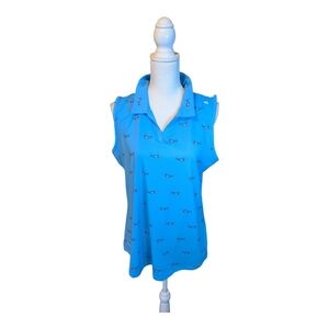 SCALES Sleeveless Shark Polo Shirt SZ L